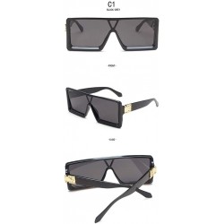 Oversized UV Protection Sunglasses for Women Men Full rim frame Square Plastic Lens and Frame Sunglass - Black - CE1902ZE3QA ...