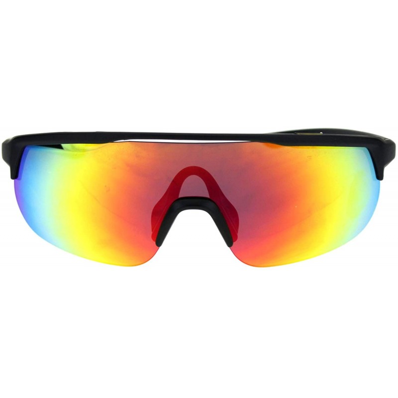 Goggle Shield Goggle Style Sunglasses Oversized Half Rim Sporty Mirrored Lens UV 400 - CA18U9D0OOC $12.36