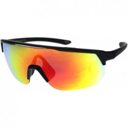 Goggle Shield Goggle Style Sunglasses Oversized Half Rim Sporty Mirrored Lens UV 400 - CA18U9D0OOC $12.36