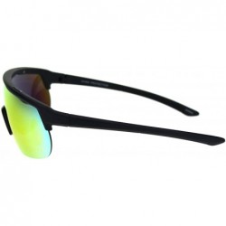 Goggle Shield Goggle Style Sunglasses Oversized Half Rim Sporty Mirrored Lens UV 400 - CA18U9D0OOC $12.36
