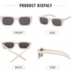 Square Retro Vintage Square Women Sunglasses Small Plastic Frame with Rivet - Cream Frame/Grey Lens With Rivets - CN18XTWSHL6...