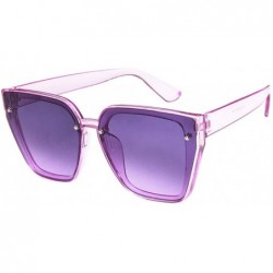 Square Unisex Sunglasses Fashion Bright Black Grey Drive Holiday Square Non-Polarized UV400 - Purple - C118RKH2DHO $11.59