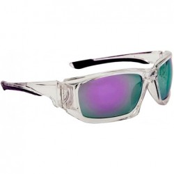 Wrap Wrap Around Motorcycle Riding Biker Sport Mirror Lens Sunglasses - Transparent / Purple - CT189RG4572 $11.31