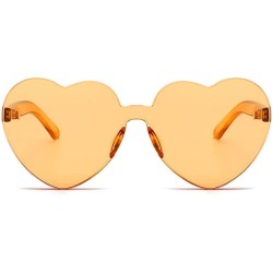 Rimless Heart Shaped Rimless Sunglasses One Pieces Transparent Candy Color Frameless Glasses Love Eyewear - Orange - CP18EXY8...