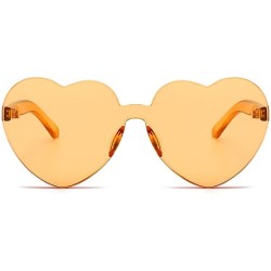 Rimless Heart Shaped Rimless Sunglasses One Pieces Transparent Candy Color Frameless Glasses Love Eyewear - Orange - CP18EXY8...