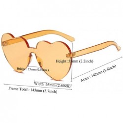 Rimless Heart Shaped Rimless Sunglasses One Pieces Transparent Candy Color Frameless Glasses Love Eyewear - Orange - CP18EXY8...