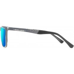 Rectangular Rectangular Metal Sunglasses for Men Women- Polarized- Al-Mg- Vintage - Grey Frame + Blue Lens - CF18ACR9EAN $25.75