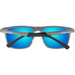 Rectangular Rectangular Metal Sunglasses for Men Women- Polarized- Al-Mg- Vintage - Grey Frame + Blue Lens - CF18ACR9EAN $25.75