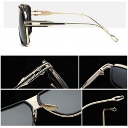 Oversized Retro Oversized Pilot Sunglasses Metal Frame for Men Women Square Glasses Mirror Lens Gold Rim - Brown - CZ185U96WL...