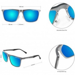 Rectangular Rectangular Metal Sunglasses for Men Women- Polarized- Al-Mg- Vintage - Grey Frame + Blue Lens - CF18ACR9EAN $25.75