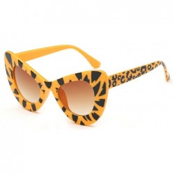 Oversized Womens Cat Eye Retro Eyewear Oversized Bold Rim Round Cateye Sunglasses - Yellow Leopard Gradient Tea - CO18E0GZTCO...