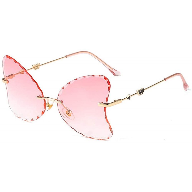 Butterfly Fashion lady sunglasses butterfly wings frameless wave trimming UV400 - Gold Frame Progressive Powder - C91999DWRQX...