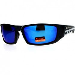 Sport Xloop Mens Sunglasses Sporty Wrap Around Rectangular Matte Black Silver - Matte Black Silver - CV12N4SBK0H $13.93