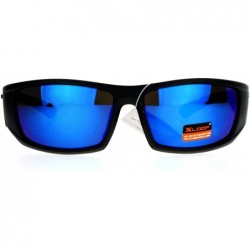Sport Xloop Mens Sunglasses Sporty Wrap Around Rectangular Matte Black Silver - Matte Black Silver - CV12N4SBK0H $13.93