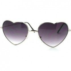 Aviator Small Thin Metal Heart Shaped Frame Cupid Sunglasses (Silver Smoke) - CH11C9D9HC5 $18.05