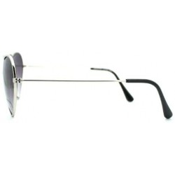 Aviator Small Thin Metal Heart Shaped Frame Cupid Sunglasses (Silver Smoke) - CH11C9D9HC5 $7.27