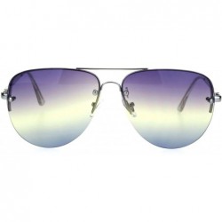 Rimless Oceanic Tie Dye Lens Rimless Officer Cop Racer Metal Rim Sunglasses - Silver Purple Blue - C918I63KKZY $18.89