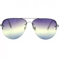 Rimless Oceanic Tie Dye Lens Rimless Officer Cop Racer Metal Rim Sunglasses - Silver Purple Blue - C918I63KKZY $10.09