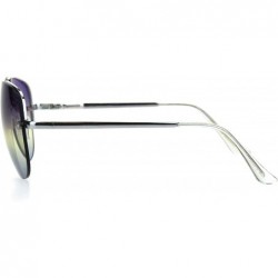 Rimless Oceanic Tie Dye Lens Rimless Officer Cop Racer Metal Rim Sunglasses - Silver Purple Blue - C918I63KKZY $10.09