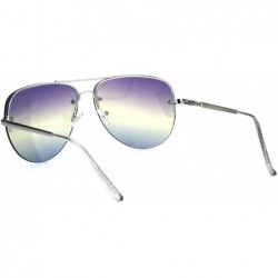 Rimless Oceanic Tie Dye Lens Rimless Officer Cop Racer Metal Rim Sunglasses - Silver Purple Blue - C918I63KKZY $10.09