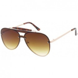 Aviator Unisex Hotshot Rimless Flat Shield Aviator Sunglasses - Brown - CM18DO7X44Z $24.77