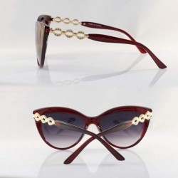 Oversized Rhinestone Jewel CutOut Metal Temple Gradient Lens CatEye Sunglasses A231 - Red Black - CC18IHN4NIA $14.84