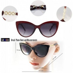 Oversized Rhinestone Jewel CutOut Metal Temple Gradient Lens CatEye Sunglasses A231 - Red Black - CC18IHN4NIA $14.84