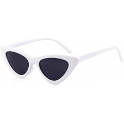 Rectangular Women Clout Goggles Cat Eye Sunglasses Vintage Mod Style Retro Kurt Cobain Sunglasses - White Frame Grey Lens - C...