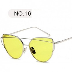 Aviator New Fashion Cat Eye Sunglasses Women Luxury Brand Design Mirror Lens C17 - C16 - CS18YKU6CHA $17.37