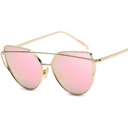 Aviator New Fashion Cat Eye Sunglasses Women Luxury Brand Design Mirror Lens C17 - C16 - CS18YKU6CHA $11.58