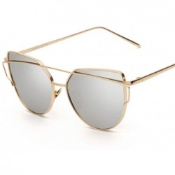 Aviator New Fashion Cat Eye Sunglasses Women Luxury Brand Design Mirror Lens C17 - C16 - CS18YKU6CHA $11.58