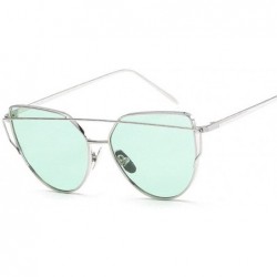 Aviator New Fashion Cat Eye Sunglasses Women Luxury Brand Design Mirror Lens C17 - C16 - CS18YKU6CHA $11.58