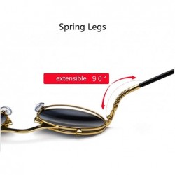 Round Retro Steampunk Goggles Glasses- Unisex Metal Frame Flip Up Round Sunglasses - Rose Gold Frame Black Lens - CX18XEKO0Y4...