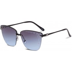 Aviator Half frame sunglasses female 2019 new sunglasses - ladies carved frameless sunglasses - E - CX18SMSEZS8 $72.89