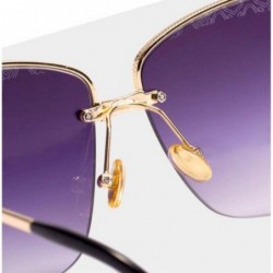 Aviator Half frame sunglasses female 2019 new sunglasses - ladies carved frameless sunglasses - E - CX18SMSEZS8 $47.62