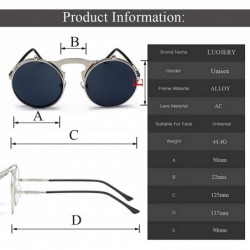 Round Retro Round 80's Flip Up Steampunk Sunglasses Mirror Vintage Circle Sun Glasses Eyewear for Men Women - C818UUAIQ4I $14.01