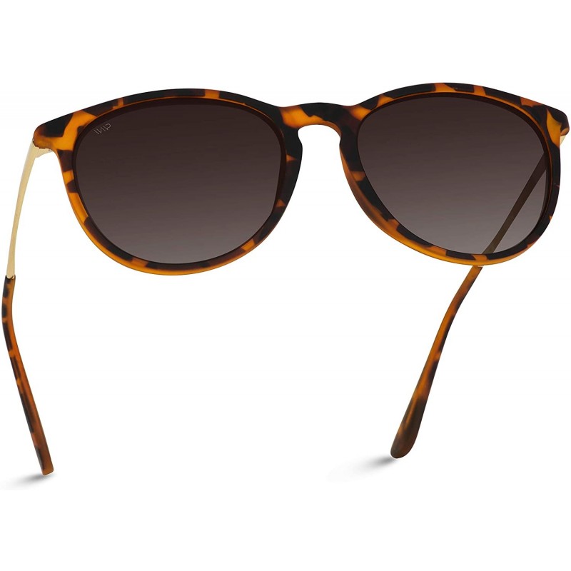 Oval Round Retro Polarized Lens Classic Sunglasses for Women - Tortoise Frame/Brown Lens - CE18M5A8DDI $29.02