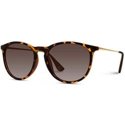 Oval Round Retro Polarized Lens Classic Sunglasses for Women - Tortoise Frame/Brown Lens - CE18M5A8DDI $29.02