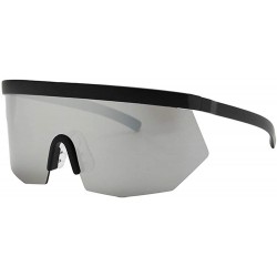 Shield Futuristic Oversize Sunglasses Mirrored Vintage - Silver - CV18T82C8O2 $10.93