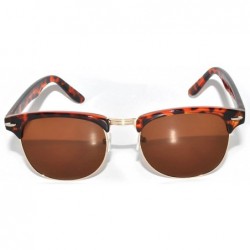 Rimless Retro Classic Sunglasses Metal Half Frame Colorful Lens Uv Protection - Brown-gold Brown - CS11NO8DGJT $16.92
