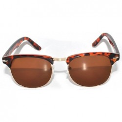 Rimless Retro Classic Sunglasses Metal Half Frame Colorful Lens Uv Protection - Brown-gold Brown - CS11NO8DGJT $11.13