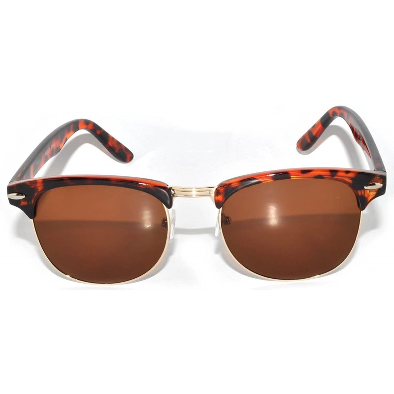 Rimless Retro Classic Sunglasses Metal Half Frame Colorful Lens Uv Protection - Brown-gold Brown - CS11NO8DGJT $11.13