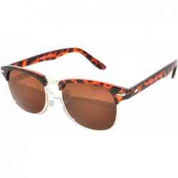 Rimless Retro Classic Sunglasses Metal Half Frame Colorful Lens Uv Protection - Brown-gold Brown - CS11NO8DGJT $11.13