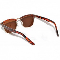 Rimless Retro Classic Sunglasses Metal Half Frame Colorful Lens Uv Protection - Brown-gold Brown - CS11NO8DGJT $11.13