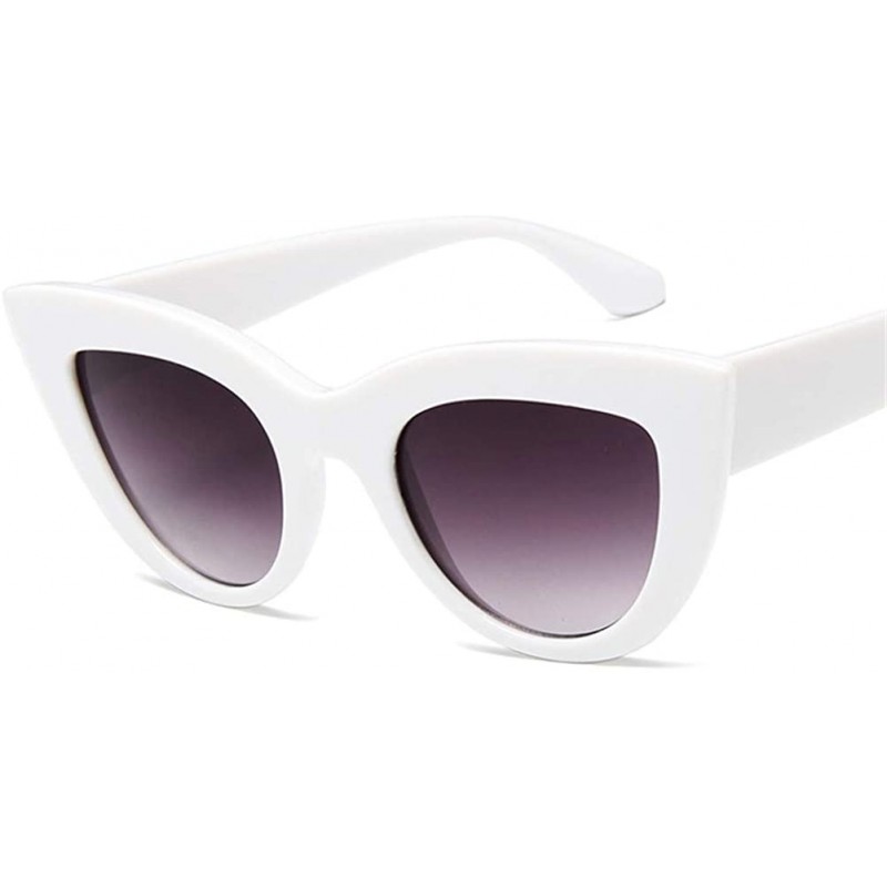 Cat Eye Women Cat Eye Sunglasses Retro Mirror Lens Sun Glasses Ladies Colorful Glasses UV400 - White Gray - C7199Q0U7K0 $7.88
