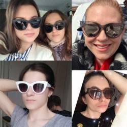 Cat Eye Women Cat Eye Sunglasses Retro Mirror Lens Sun Glasses Ladies Colorful Glasses UV400 - White Gray - C7199Q0U7K0 $7.88