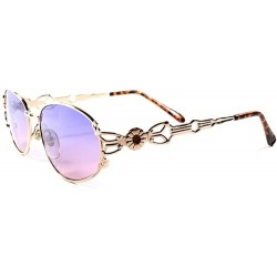 Oval Classic Vintage Retro Fashion 50s 60s Womens Stylish Oval Sunglasses - Gold 1 - CS189AMRY4I $27.30