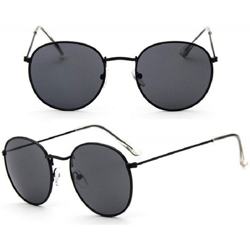 Oversized 2019 Retro Round Sunglasses Women Brand Designer Sun Glasses For Women Alloy Mirror Sunglasses - Black - CW18W7XLOU...