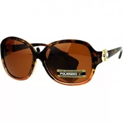 Square Womens Polarized Lens Sunglasses Horseshoe Rhinestone Design - Light Tortoise - C1184W5QZX8 $26.14