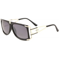 Square Gazelle Superfly Flat Top Square Aviator Sunglasses - Gold & Black Frame - CI18ETOCESG $8.36
